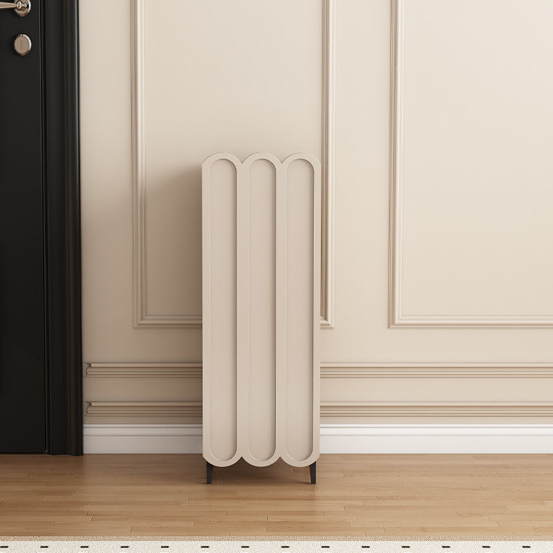 Scalloped Front Shoe Cabinet 4 Tier Wood Metal