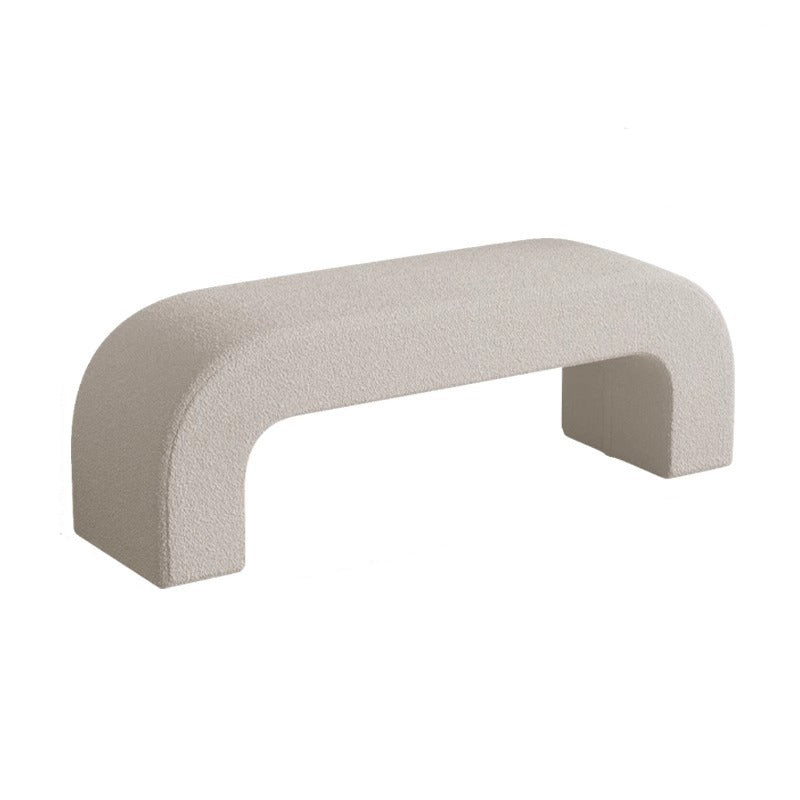 Boucle Upholstered Shoe Bench Wood Frame