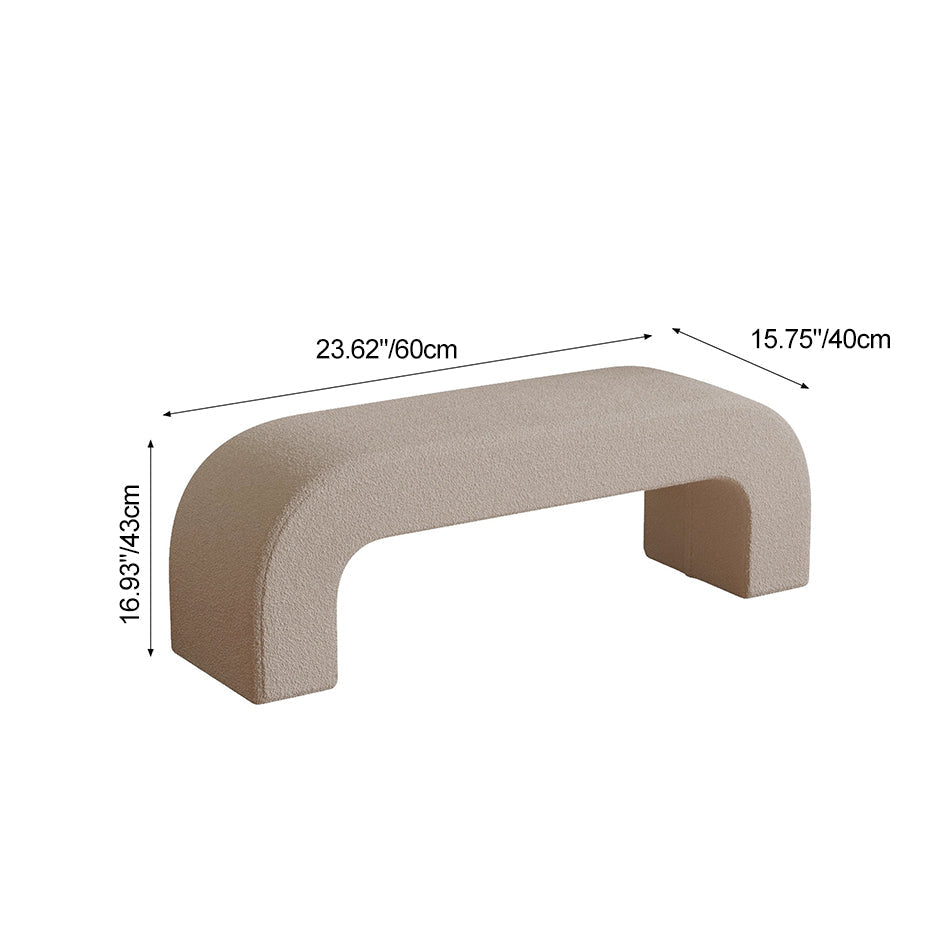 Boucle Upholstered Shoe Bench Wood Frame