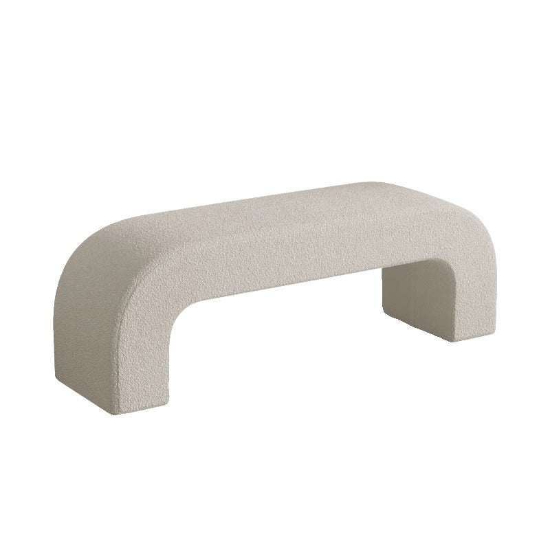 Boucle Upholstered Shoe Bench Wood Frame