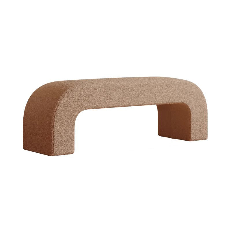 Boucle Upholstered Shoe Bench Wood Frame