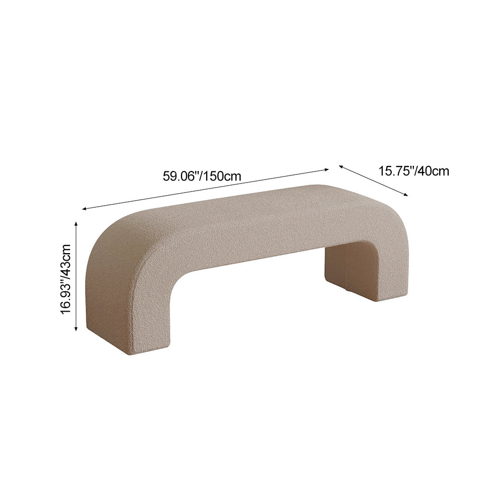 Boucle Upholstered Shoe Bench Wood Frame