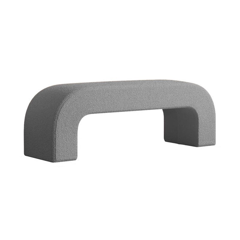 Boucle Upholstered Shoe Bench Wood Frame