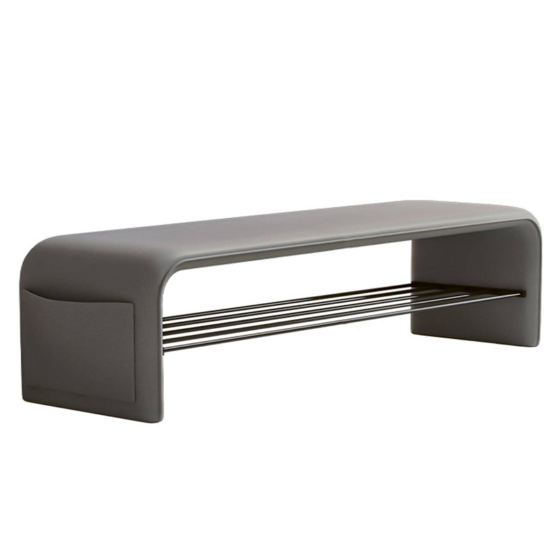 PU Leather Shoe Storage Bench with Steel Frame – 2 Tier Entryway