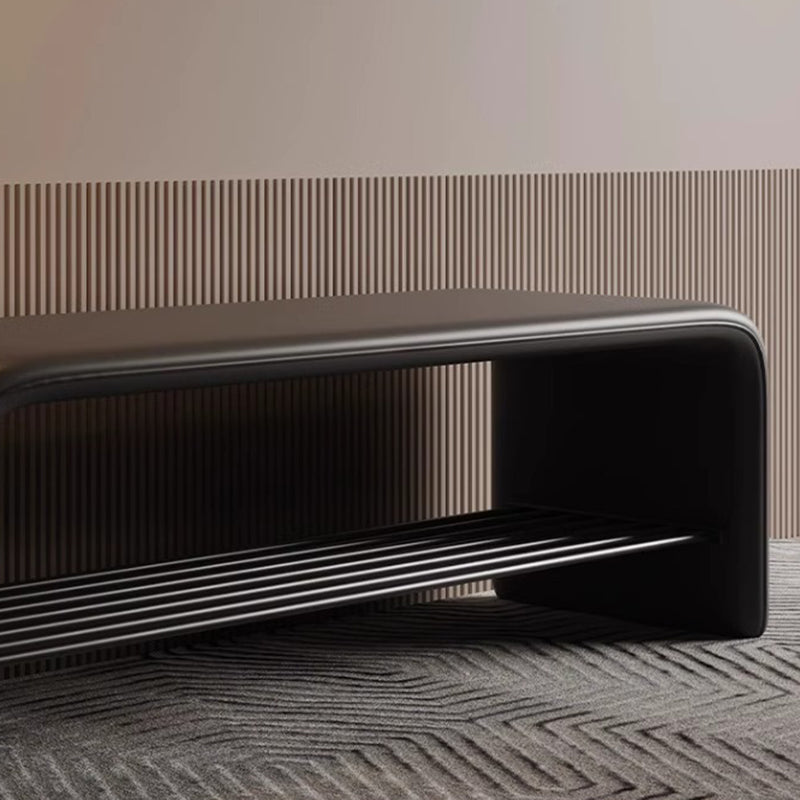 PU Leather Shoe Storage Bench with Steel Frame – 2 Tier Entryway