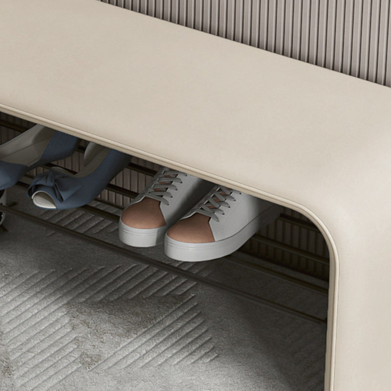 PU Leather Shoe Storage Bench with Steel Frame – 2 Tier Entryway