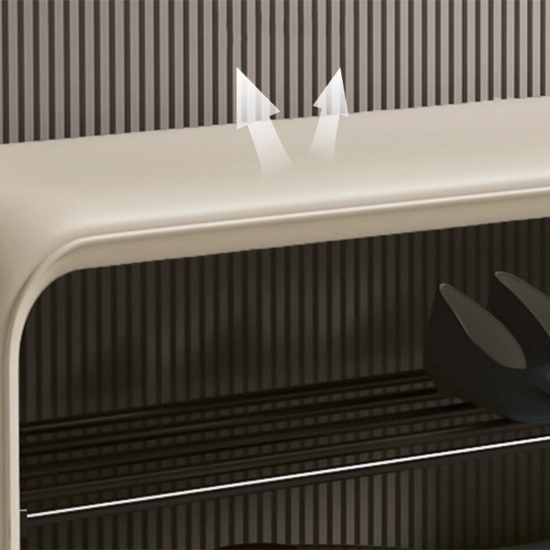 PU Leather Shoe Storage Bench with Steel Frame – 2 Tier Entryway