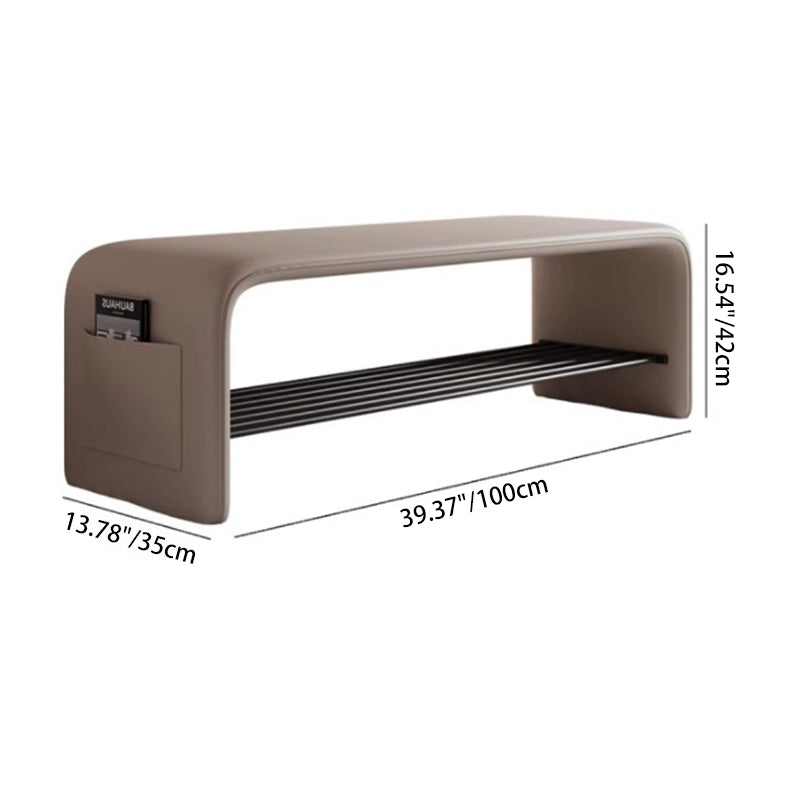 PU Leather Shoe Storage Bench with Steel Frame – 2 Tier Entryway