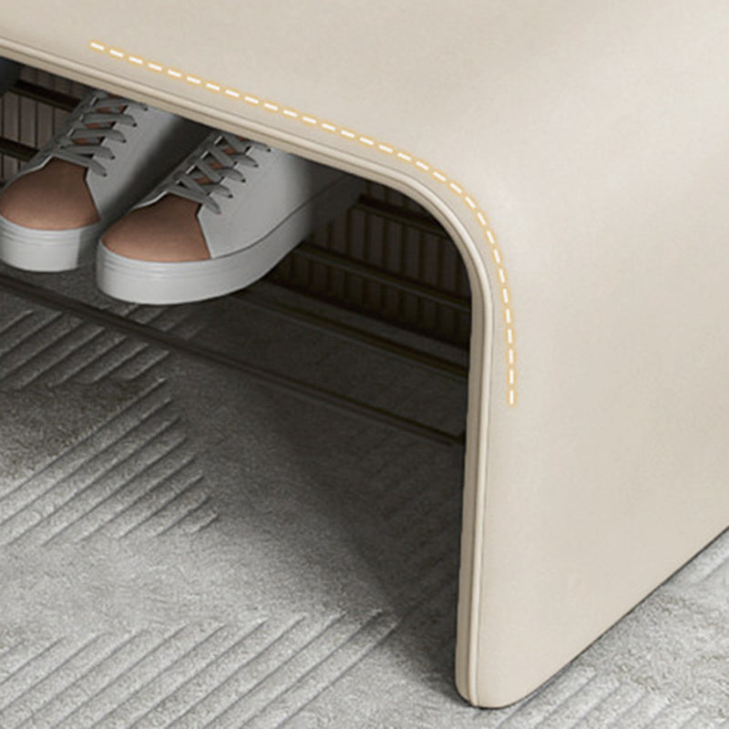 PU Leather Shoe Storage Bench with Steel Frame – 2 Tier Entryway