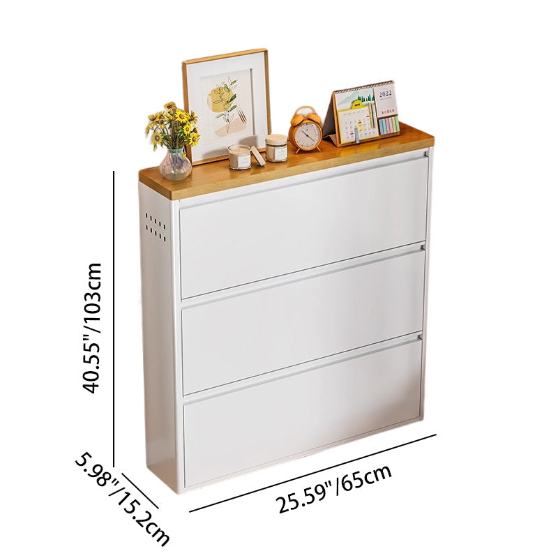 Slim Steel Flip Drawer Shoe Cabinet – Entryway Storage 3–4 Tier