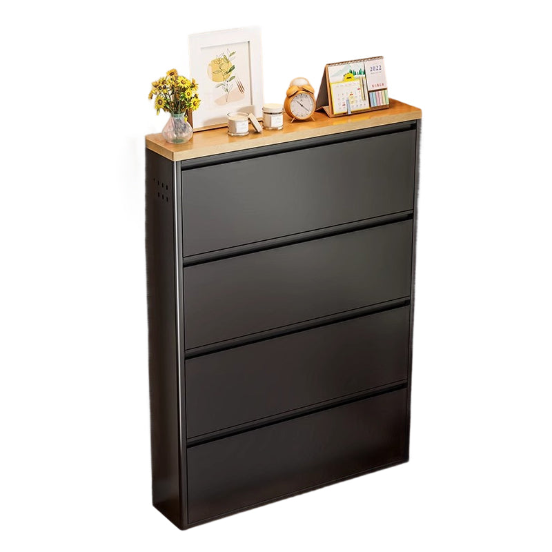 Slim Steel Flip Drawer Shoe Cabinet – Entryway Storage 3–4 Tier