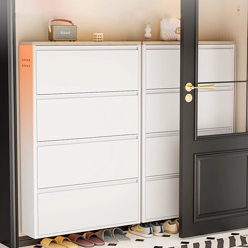Slim Steel Flip Drawer Shoe Cabinet – Entryway Storage 3–4 Tier