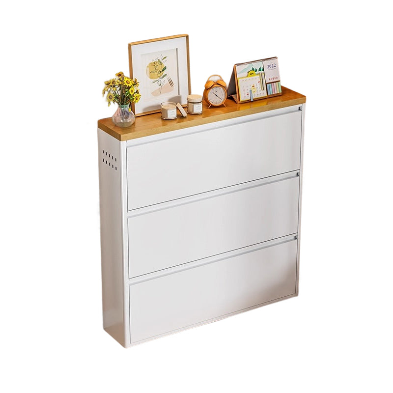 Slim Steel Flip Drawer Shoe Cabinet – Entryway Storage 3–4 Tier