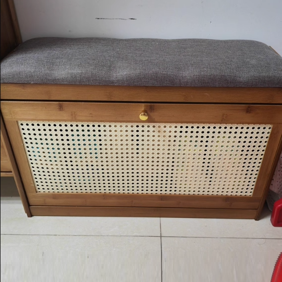 Japanese Bamboo Ventilated Shoe Bench – Entryway Storage