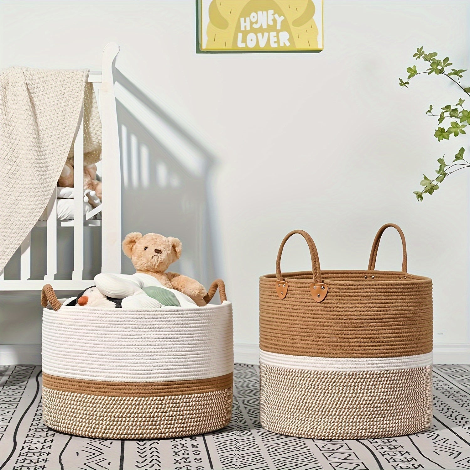 Boho Cotton Storage Basket - Durable, Versatile, Stylish Organizer 4