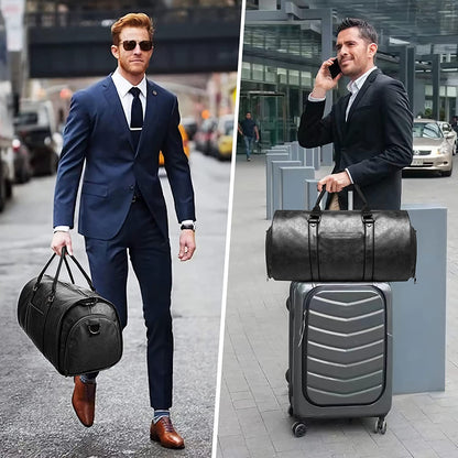 Leather Garment Duffel Bag | Convertible Travel Suit Bag