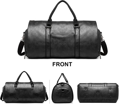Leather Garment Duffel Bag | Convertible Travel Suit Bag