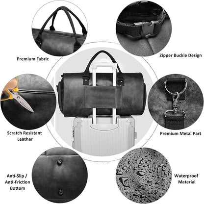 Leather Garment Duffel Bag | Convertible Travel Suit Bag