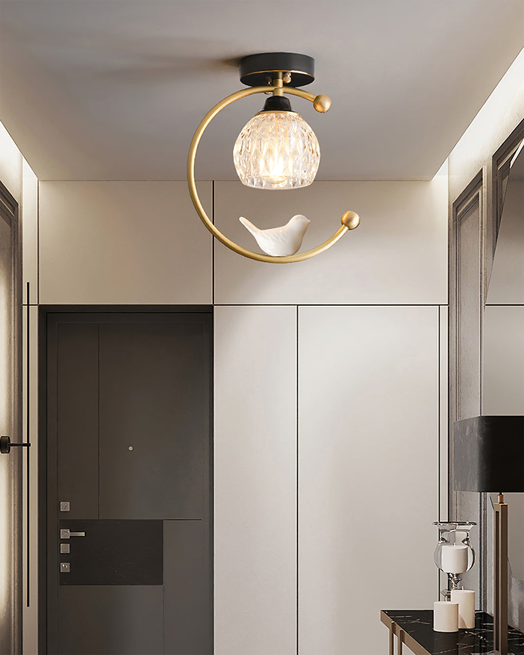 Ceramic Bird Flush Mount Ceiling Light