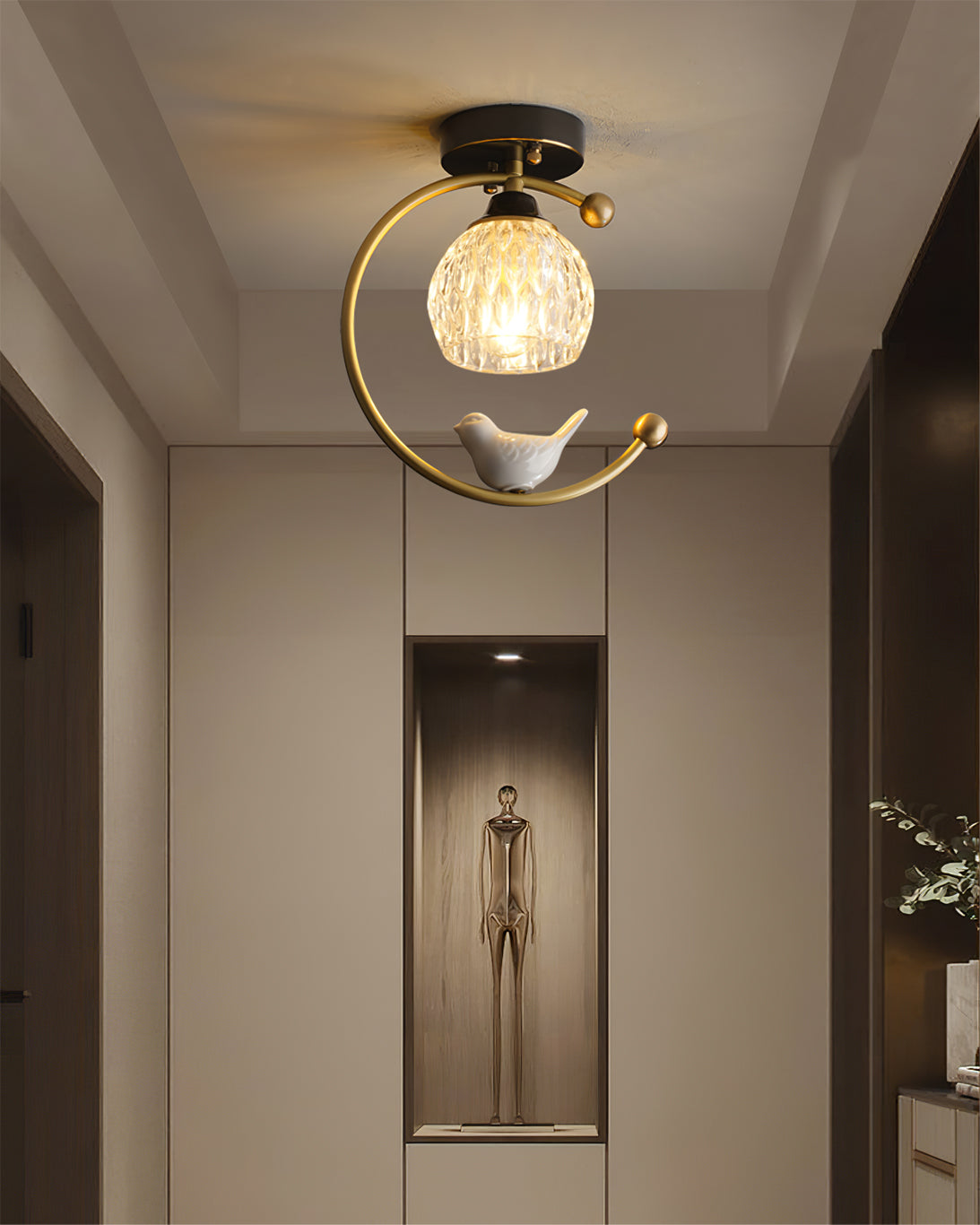 Ceramic Bird Flush Mount Ceiling Light