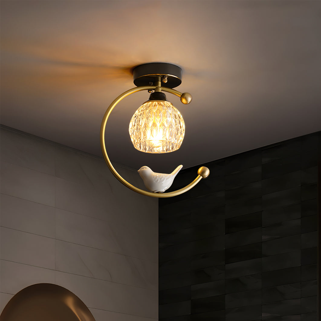 Ceramic Bird Flush Mount Ceiling Light