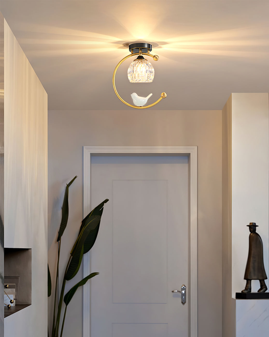 Ceramic Bird Flush Mount Ceiling Light