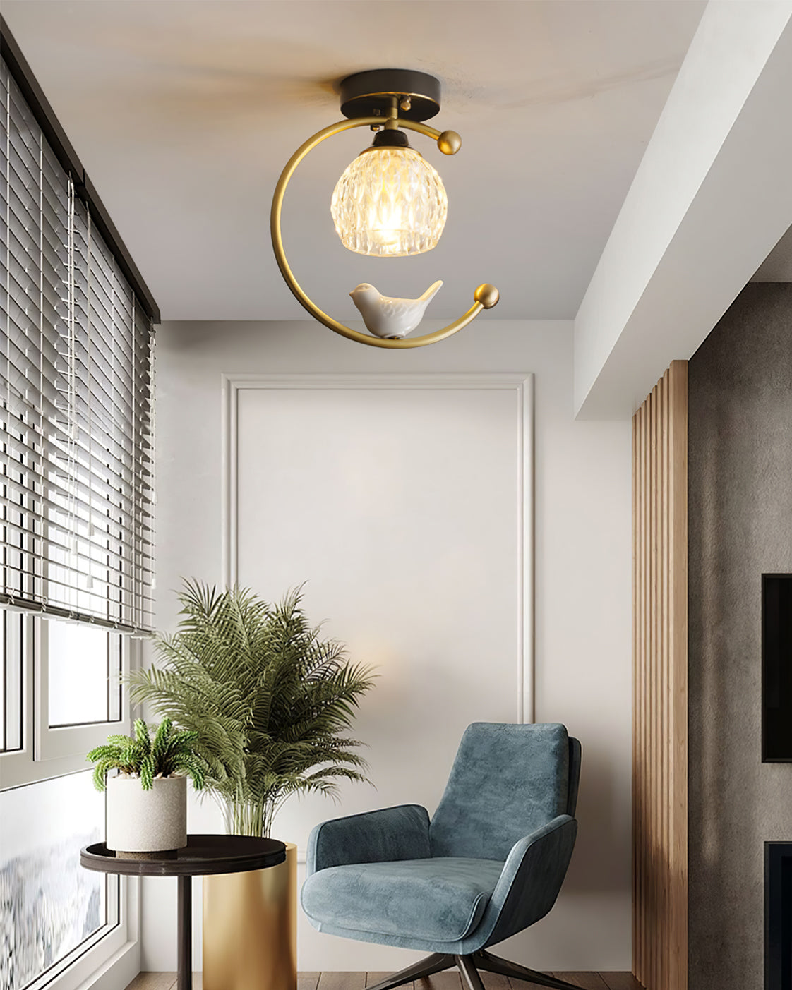 Ceramic Bird Flush Mount Ceiling Light