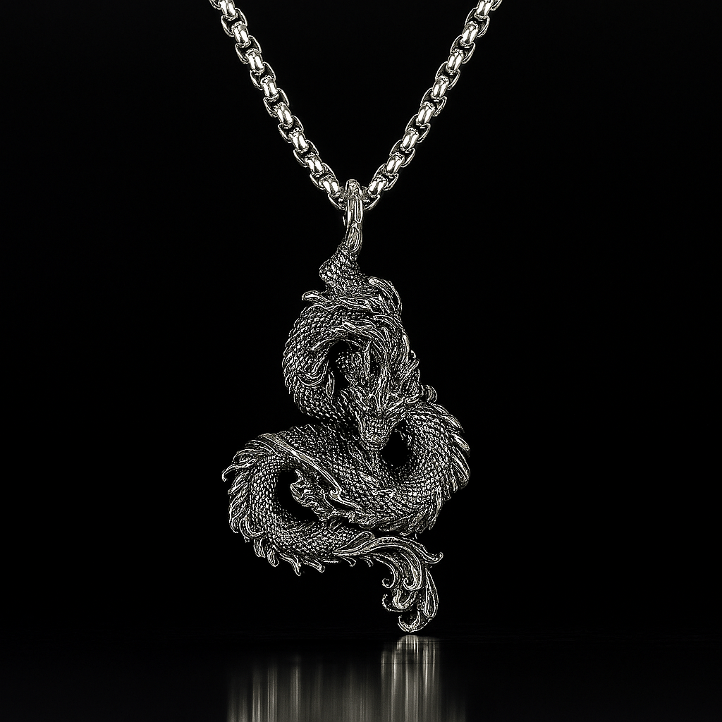 Drakhan Coil - Men’s Stainless Steel Dragon Necklace