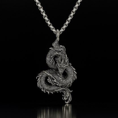 Drakhan Coil - Men’s Stainless Steel Dragon Necklace