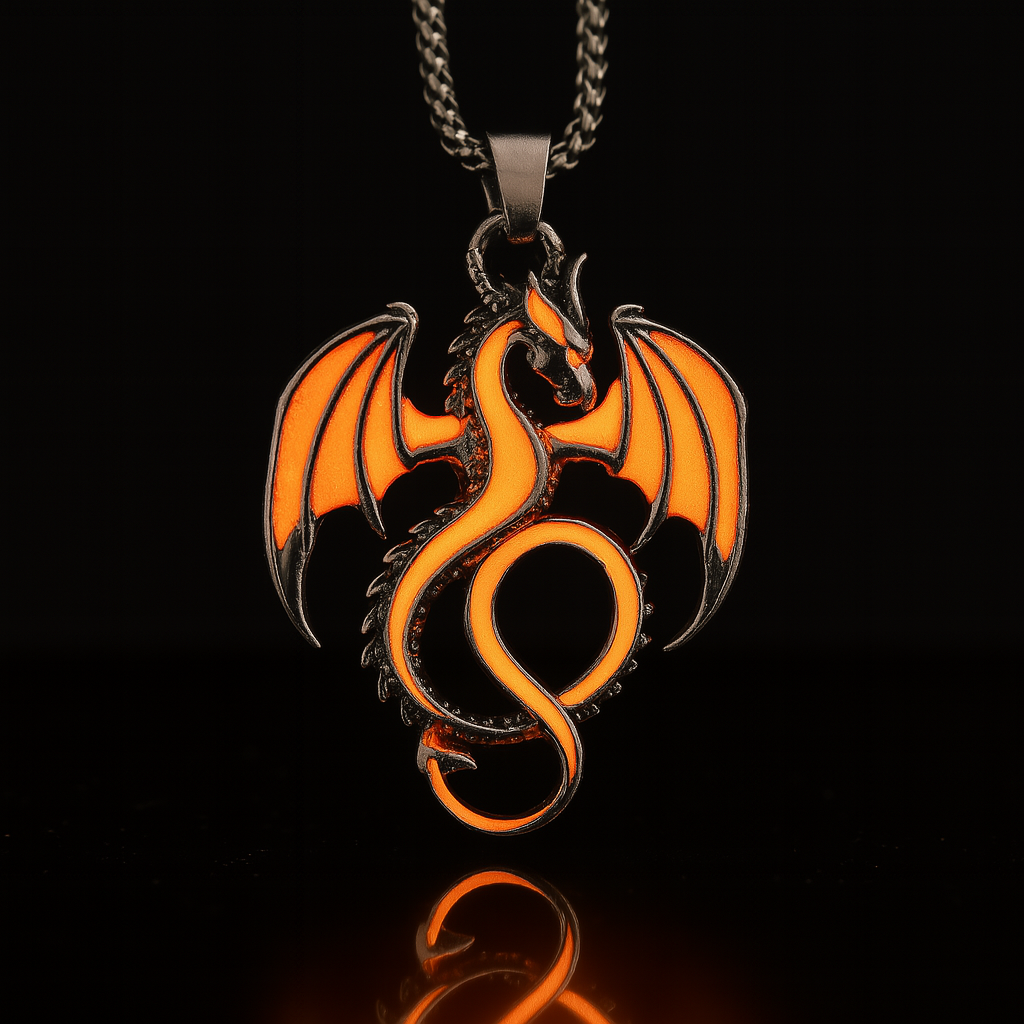 Skyflame Crest - Nightglyphs Luminescent Dragon Necklace