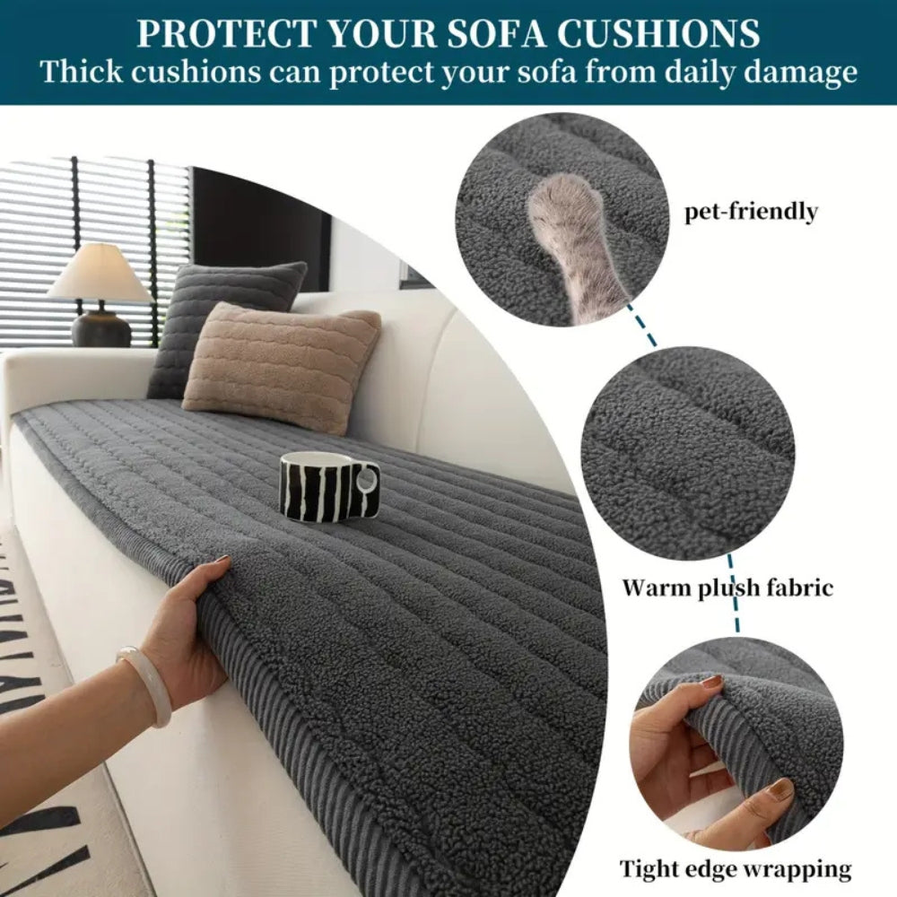 Soft Textured Couch Cover | Thick Plush Sofa Bedding