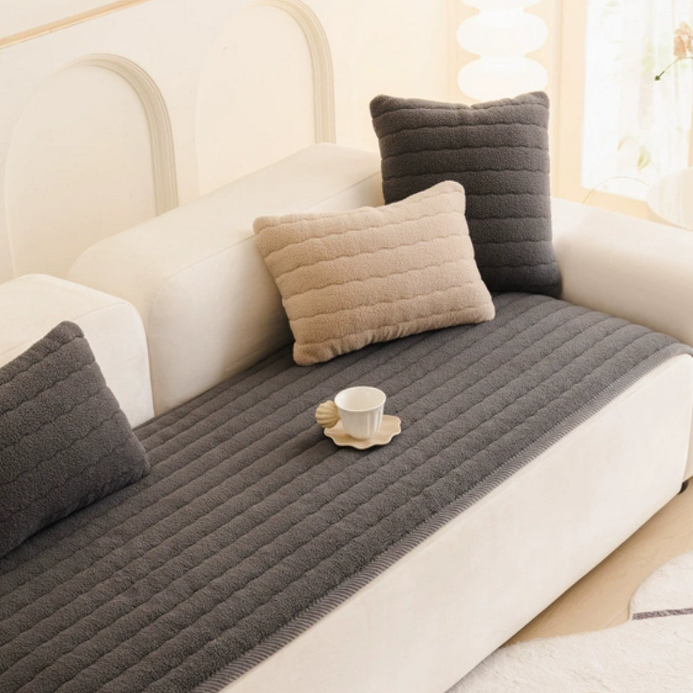 Soft Textured Couch Cover | Thick Plush Sofa Bedding