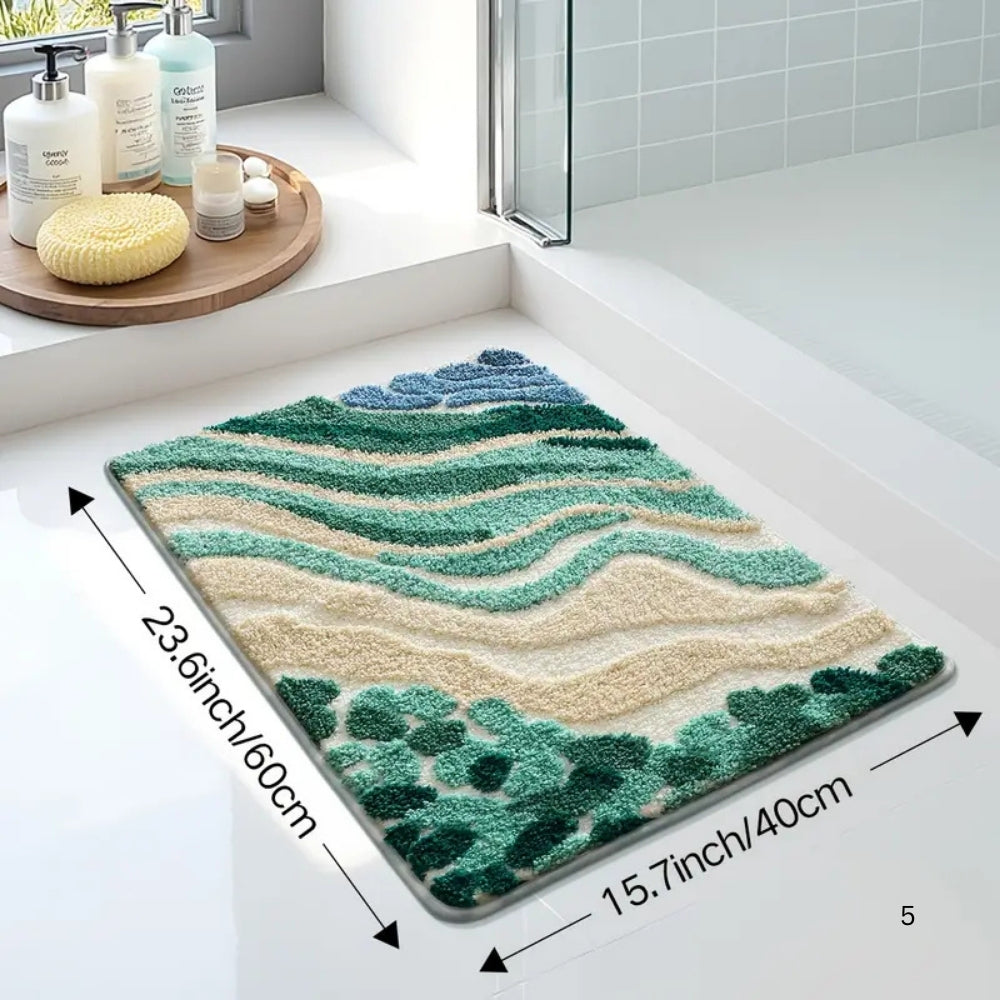 CoastalHome | Non-Slip Bath Mat – Wavy Pattern Microfiber Design 0
