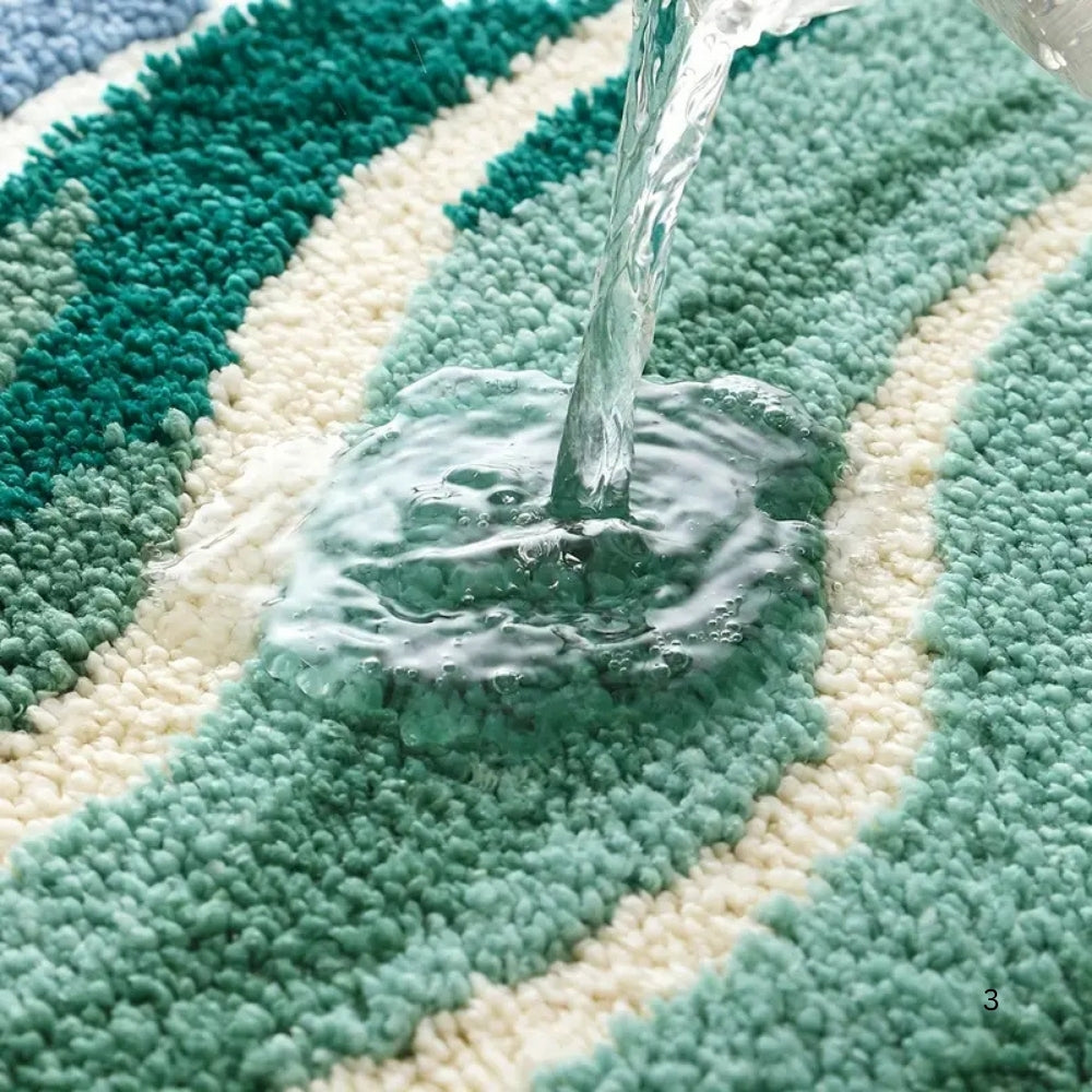 CoastalHome | Non-Slip Bath Mat – Wavy Pattern Microfiber Design 3