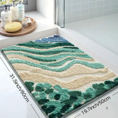 CoastalHome | Non-Slip Bath Mat – Wavy Pattern Microfiber Design 4