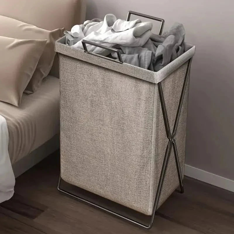 Collapsible Laundry Basket - Space-Saving Design with Metal Frame 0