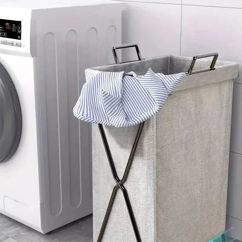 Collapsible Laundry Basket - Space-Saving Design with Metal Frame 5