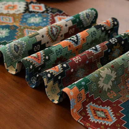 Geometric Table Runner | Colorful Pattern with Tassels