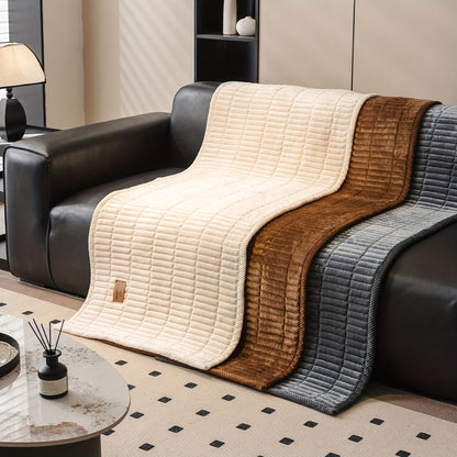 Soft Textured Couch Cover | Ribbed Quilted Sofa Bedding