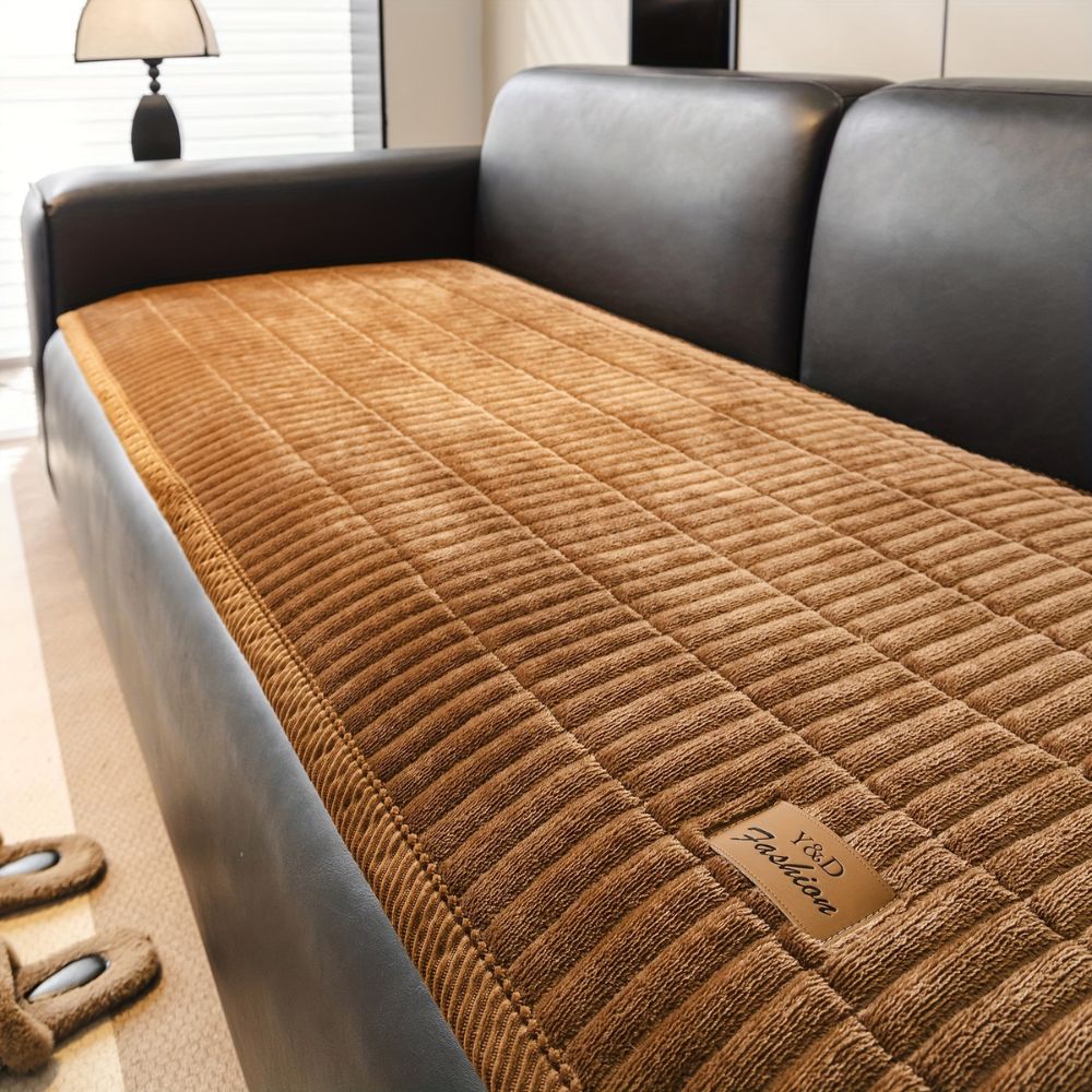 Soft Textured Couch Cover | Ribbed Quilted Sofa Bedding
