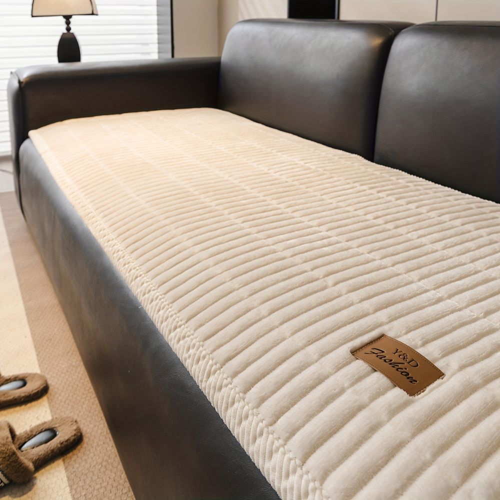 Soft Textured Couch Cover | Ribbed Quilted Sofa Bedding