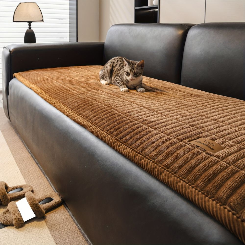 Soft Textured Couch Cover | Ribbed Quilted Sofa Bedding