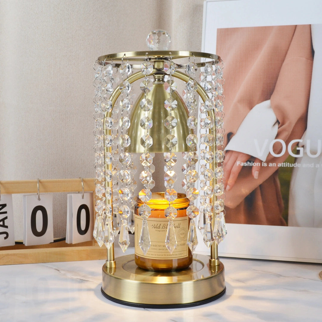 Crystal Beaded Candle Warmer Lamp with Timer and Dimmer