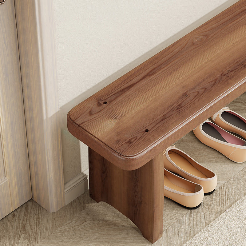 Long Shoe Bench with Shelf Solid Wood