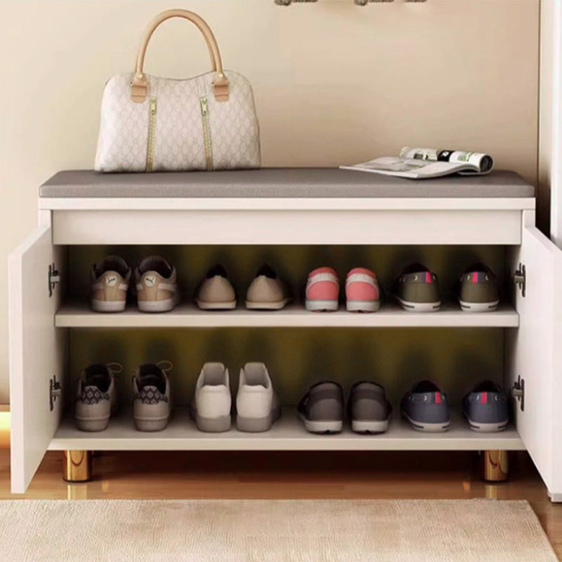 Nordic Upholstered Shoe Bench – Faux Leather Hallway Storage
