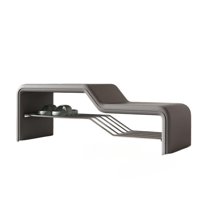 Faux Leather Shoe Bench Steel Frame