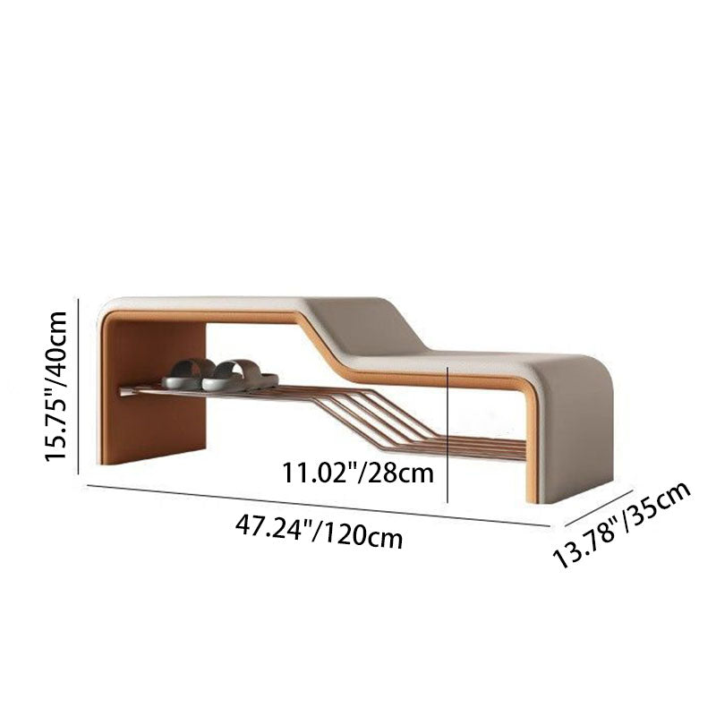 Faux Leather Shoe Bench Steel Frame