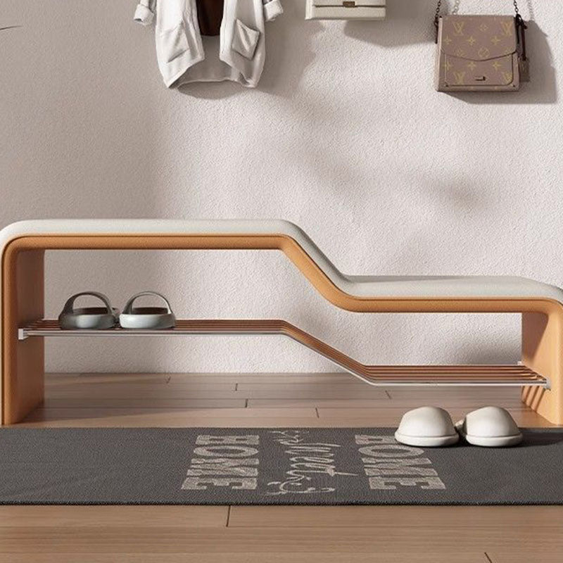 Faux Leather Shoe Bench Steel Frame