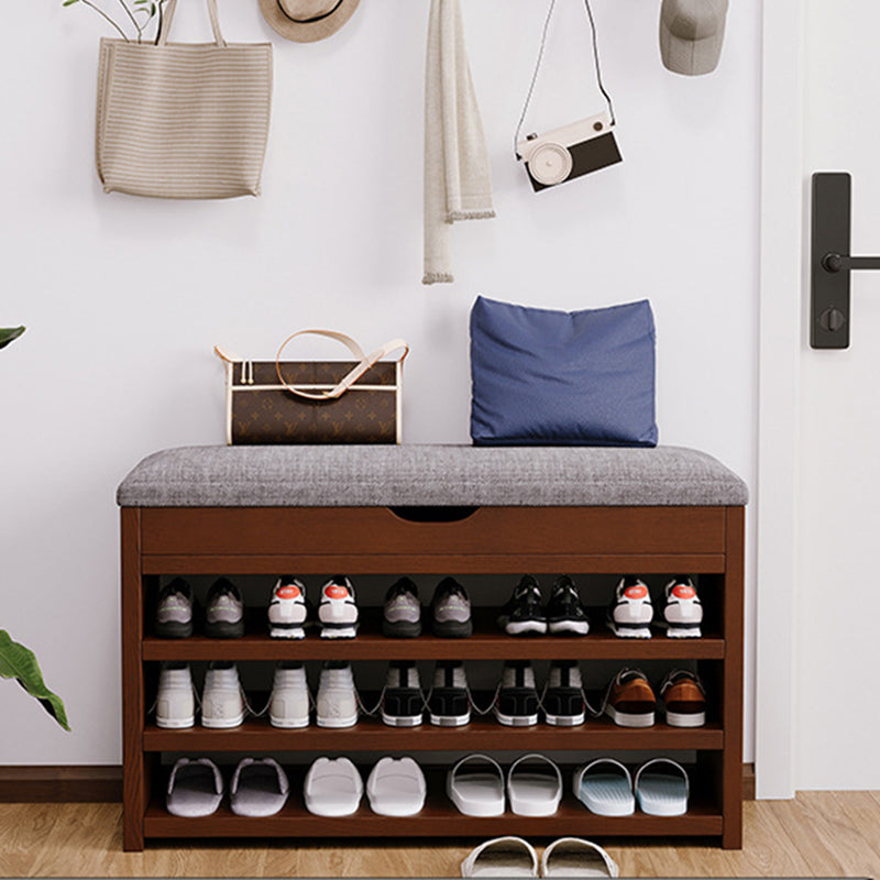 Flip Top Shoe Storage Bench 2–3 Tier Linen Cushion Solid Wood