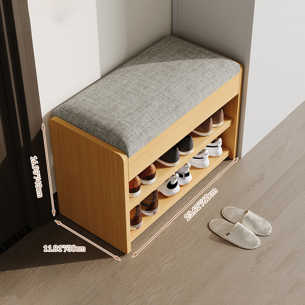 Flip Top Shoe Storage Bench 2–3 Tier Linen Cushion Solid Wood